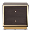 Baxton Studio Cormac Mid-Century Modern Transitional Dark Brown Finished Wood and Gold Metal 2-Drawer Nightstand 208-12139